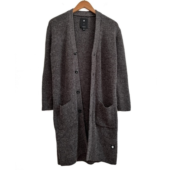 G-star Raw Wool Alpaca Oversized Longline Button Down Knit Cardigan Sweater - Picture 1 of 13